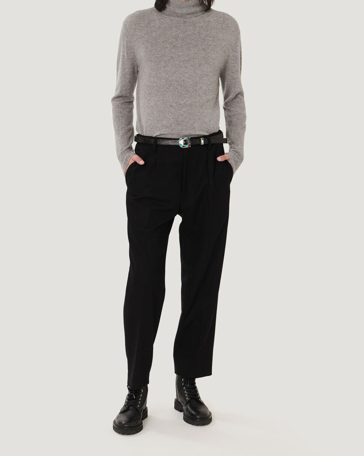 MACY SLIM WOOLED TROUSER PANTS image number null